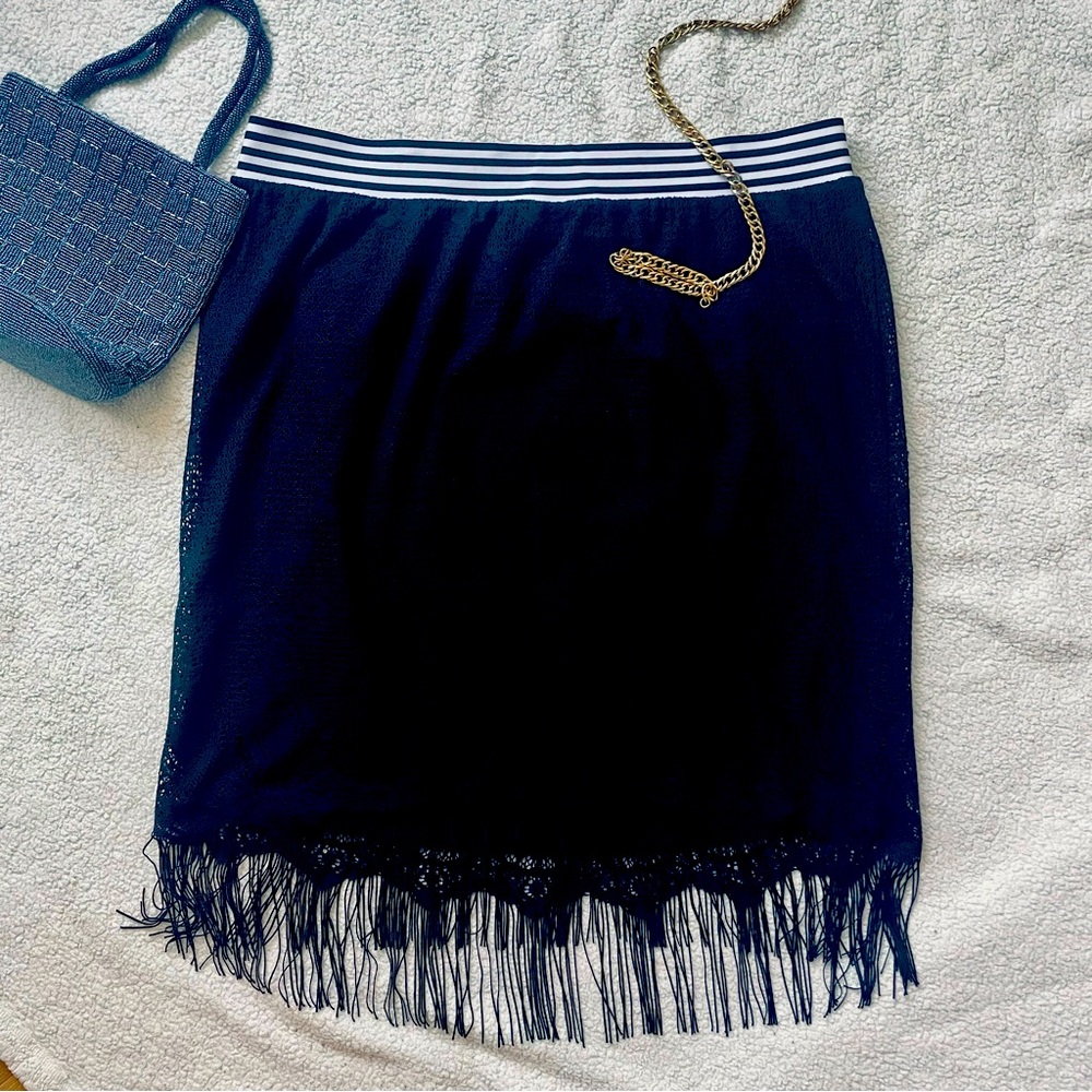 6th & Lane Black & White Fringe Skirt, Sz 18-20